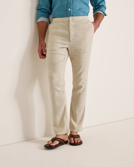 Tommy Bahama | Beach Coast Linen-Blend Elastic-Waist Pants / Stone Khaki