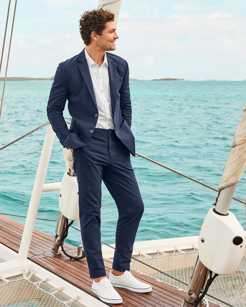 Tommy Bahama | Nova Wave Half-Elastic Waist Seersucker Pants / Maritime