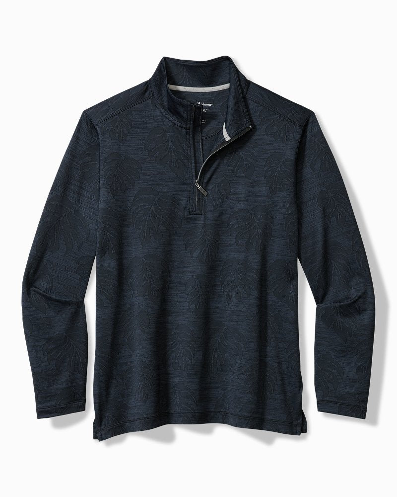 Tommy Bahama | Monstera Fade IslandZone® Half-Zip Sweatshirt / Black