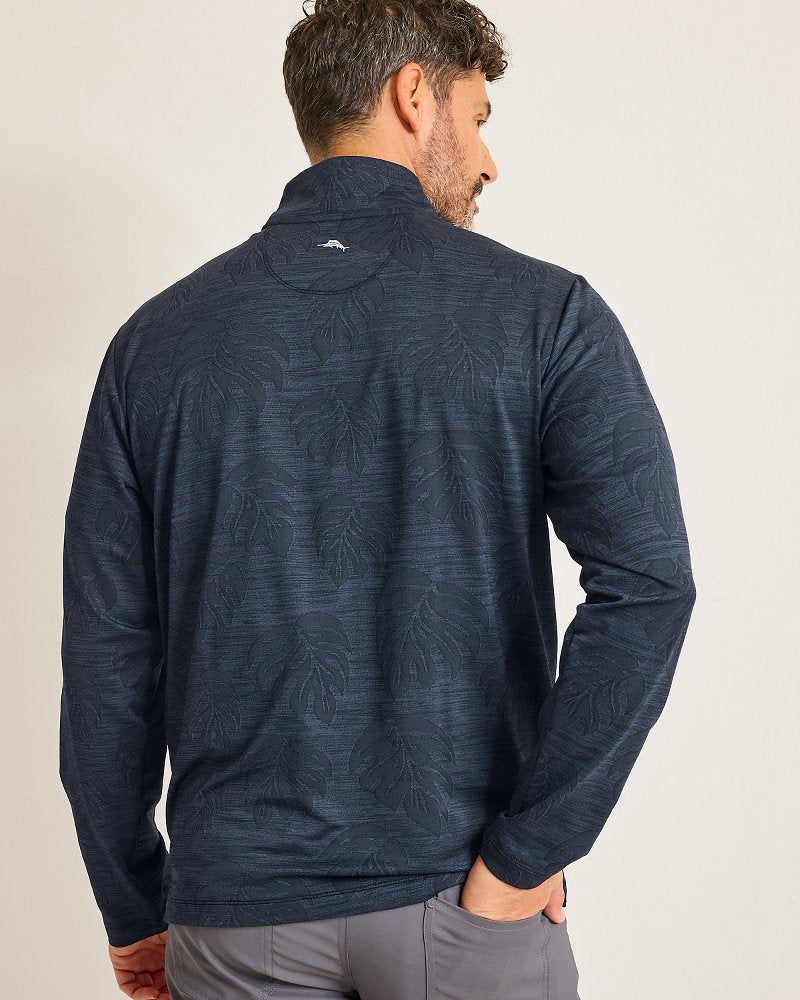 Tommy Bahama | Monstera Fade IslandZone® Half-Zip Sweatshirt / Black