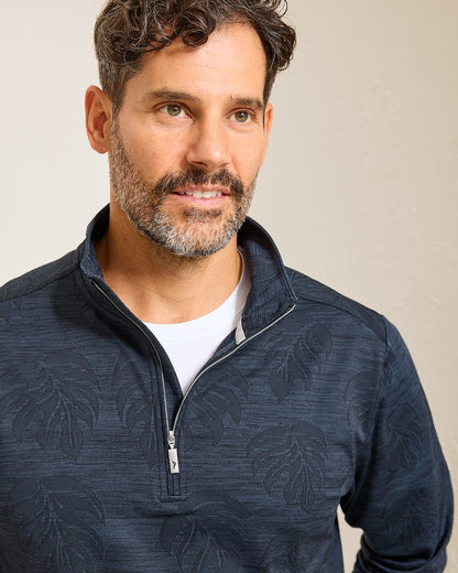 Tommy Bahama | Monstera Fade IslandZone® Half-Zip Sweatshirt / Black