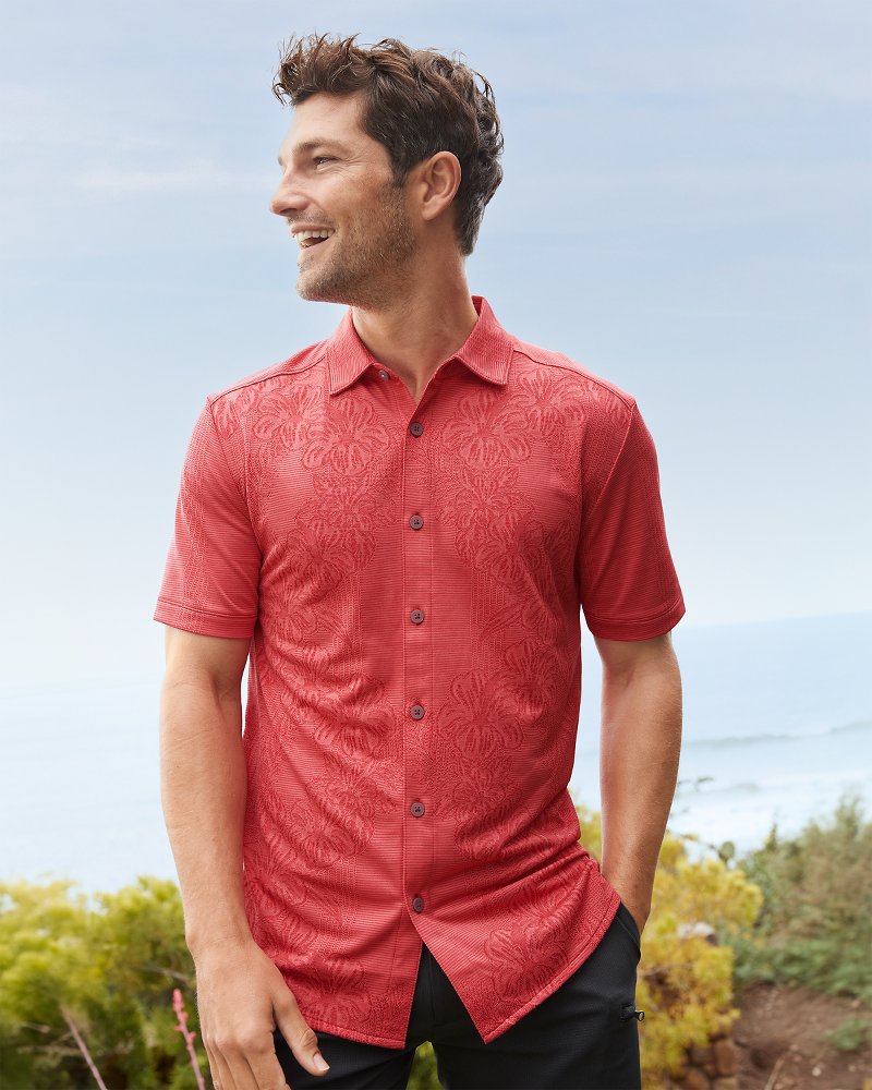 Tommy Bahama | Palm Coast Cascade Vines IslandZone® Knit Shirt / Dark Havana