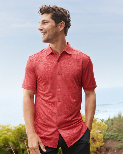Tommy Bahama | Palm Coast Cascade Vines IslandZone® Knit Shirt / Dark Havana