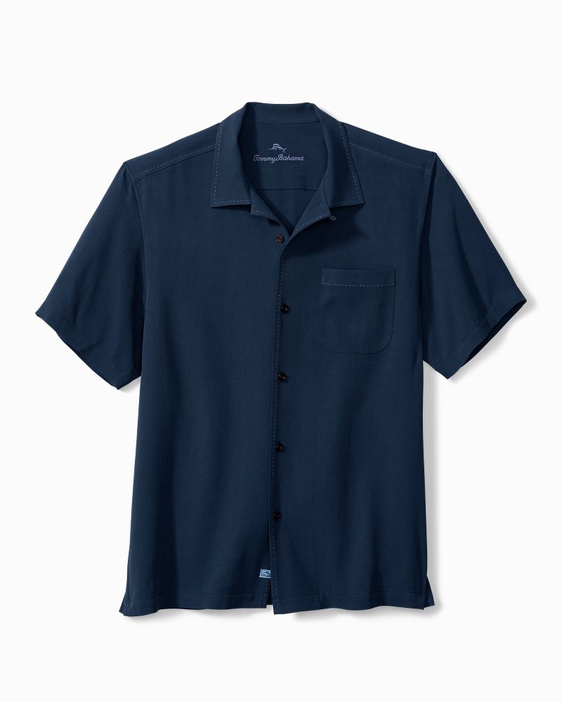 Tommy Bahama | Hawaiian Herringbone Camp Shirt / Navy