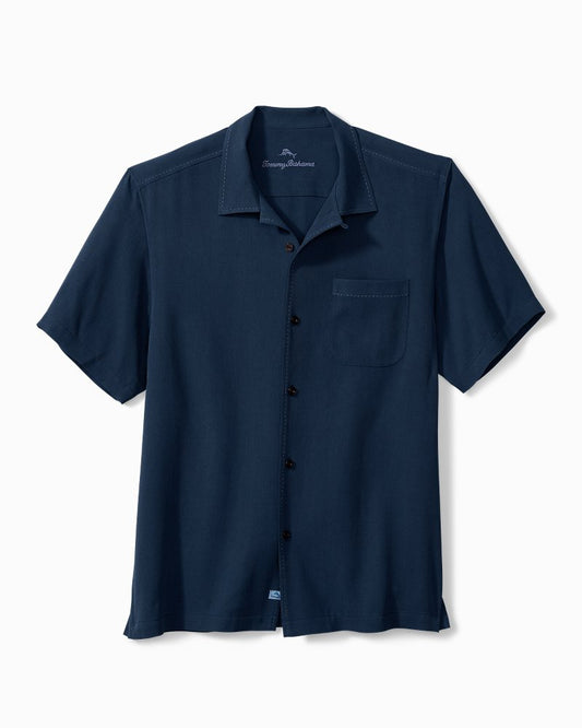Tommy Bahama | Hawaiian Herringbone Camp Shirt / Navy