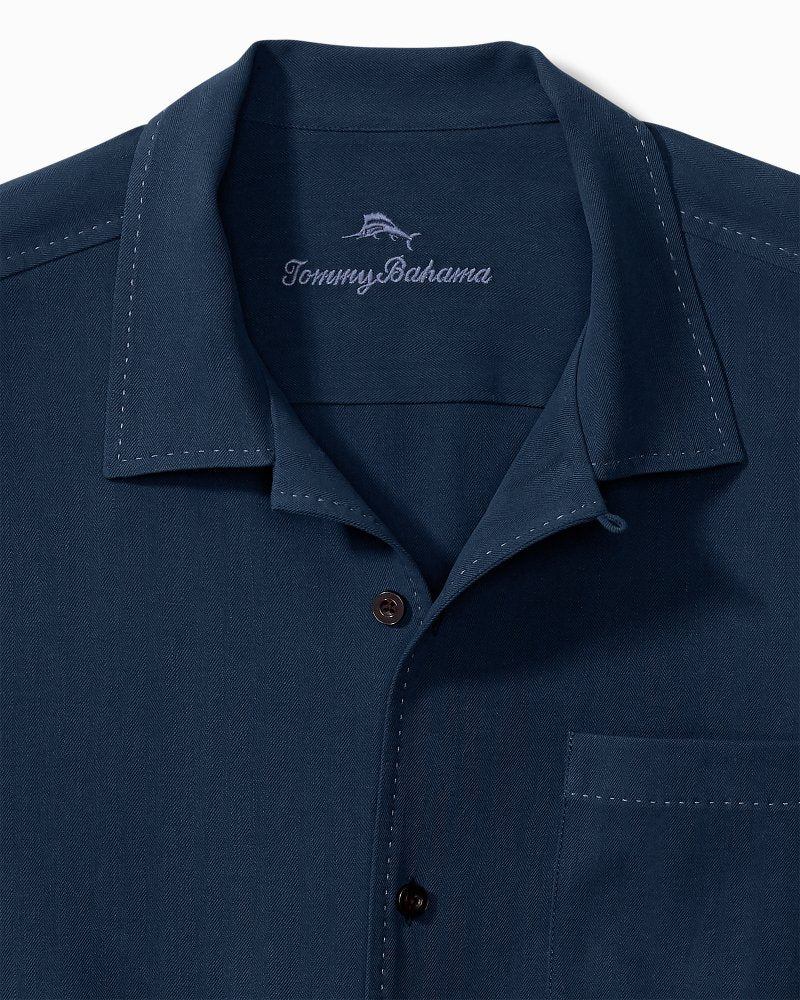 Tommy Bahama | Hawaiian Herringbone Camp Shirt / Navy