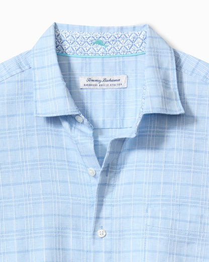 Tommy Bahama | Barbados Breeze Playa Plaid Stretch-Linen Long-Sleeve Shirt / Aqua Ice