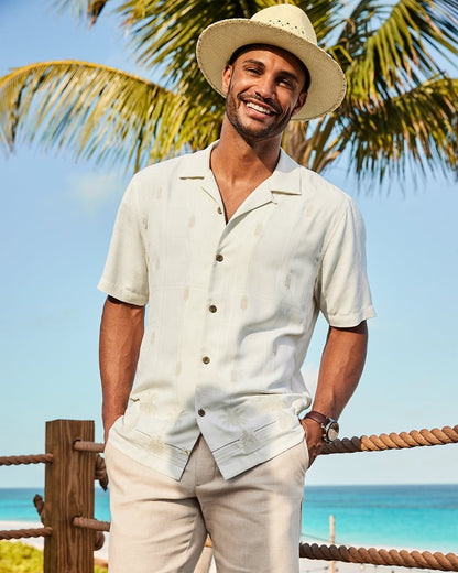 Tommy Bahama | Pina Palms Embroidered Silk Camp Shirt / Continental