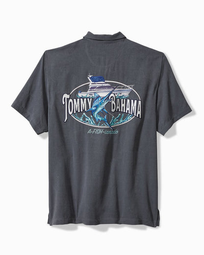 Tommy Bahama | A-fish-ianado Silk Camp Shirt / Dark Sterling