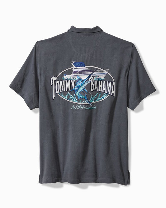 Tommy Bahama | A-fish-ianado Silk Camp Shirt / Dark Sterling