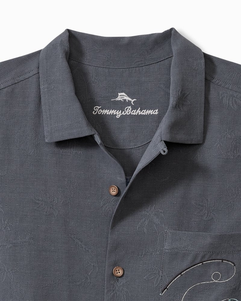 Tommy Bahama | A-fish-ianado Silk Camp Shirt / Dark Sterling