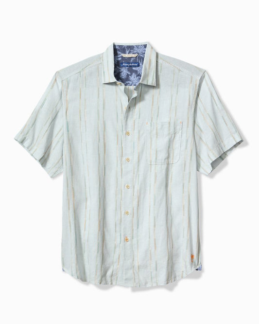 Tommy Bahama | Sonora Stripe Linen-Blend Short-Sleeve Shirt / Dew Drop