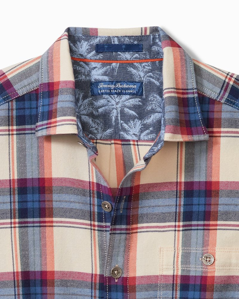Tommy Bahama | Canyon Beach Window Pane Stretch Flannel Shirt / Bleached Sand