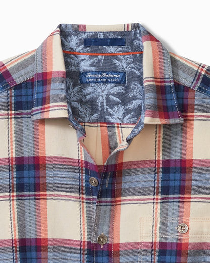 Tommy Bahama | Canyon Beach Window Pane Stretch Flannel Shirt / Bleached Sand