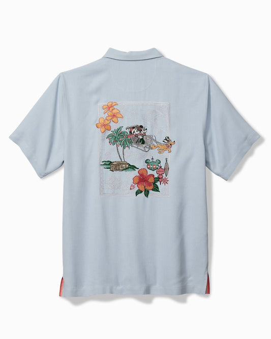 Tommy Bahama | Disney Huladay Sleigh Ride Silk Camp Shirt / Silvery Blue