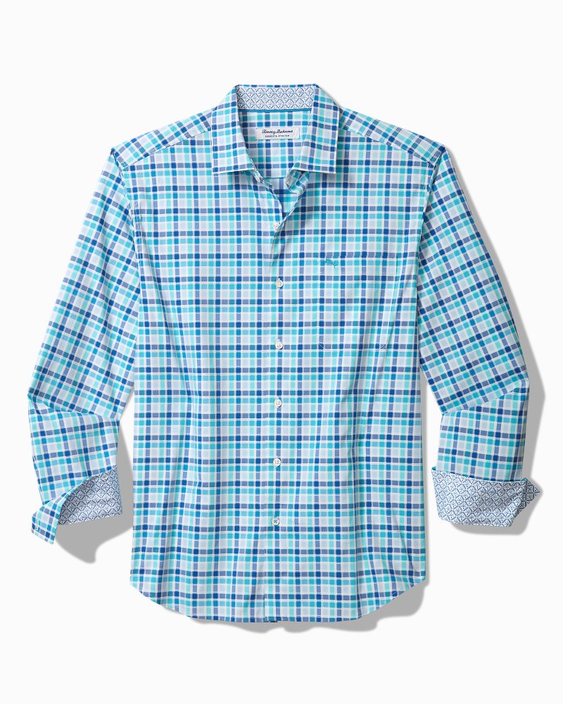 Tommy Bahama | Sarasota Stretch St. Kitts Check IslandZone® Shirt / Cobalt Craze