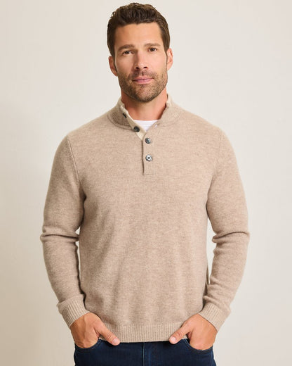 Tommy Bahama | Soft Sands Cashmere Button-Mock Sweater / Taupe Heather