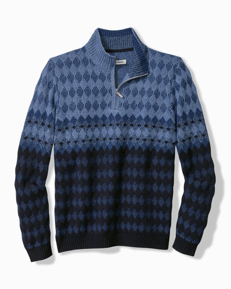 Tommy Bahama | Ombré Argyle Half-Zip Sweater / Navy