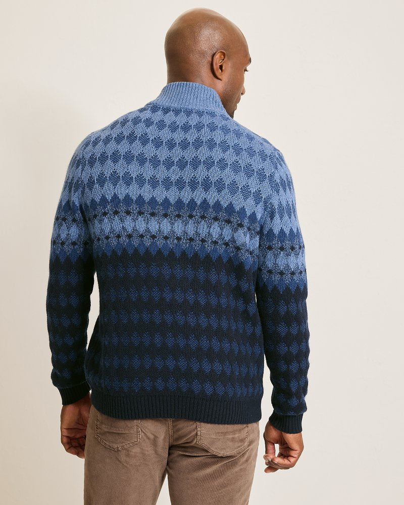 Tommy Bahama | Ombré Argyle Half-Zip Sweater / Navy