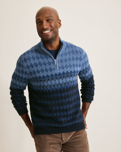 Tommy Bahama | Ombré Argyle Half-Zip Sweater / Navy