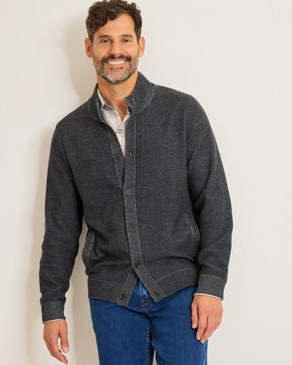 Tommy Bahama | Crescent Shore IslandZone® Button-Mock Cardigan / Charcoal