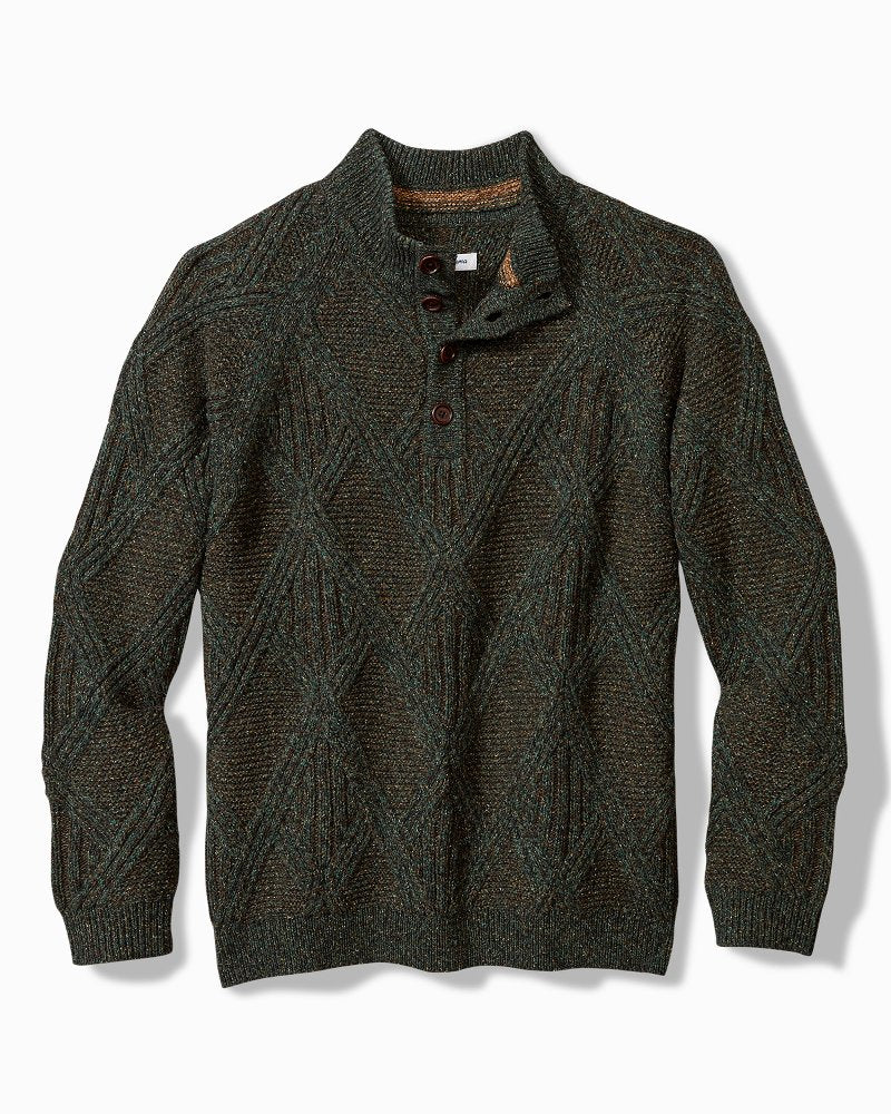 Tommy Bahama | Beachscape Cable Button-Mock Sweater / Dark Loden