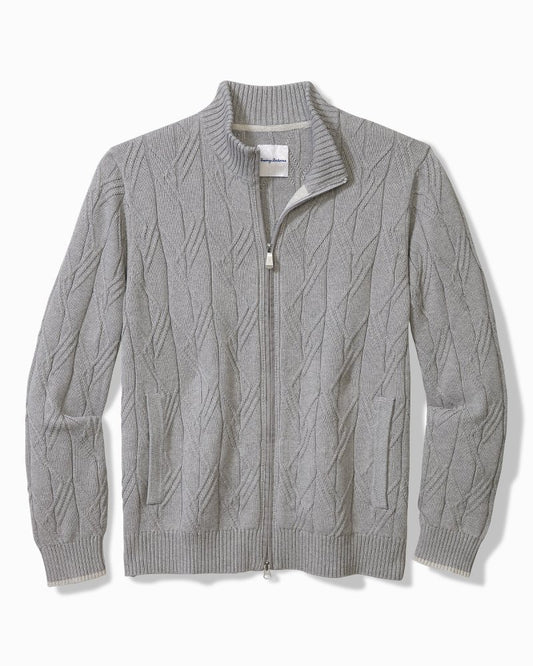 Tommy Bahama | Capital Cable Full-Zip Cardigan / Grey Heather