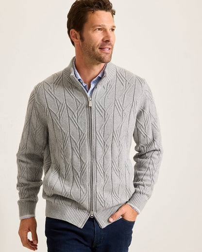 Tommy Bahama | Capital Cable Full-Zip Cardigan / Grey Heather