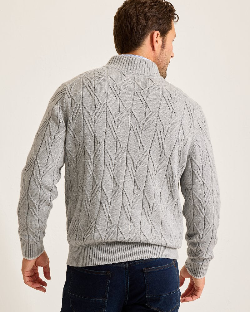 Tommy Bahama | Capital Cable Full-Zip Cardigan / Grey Heather