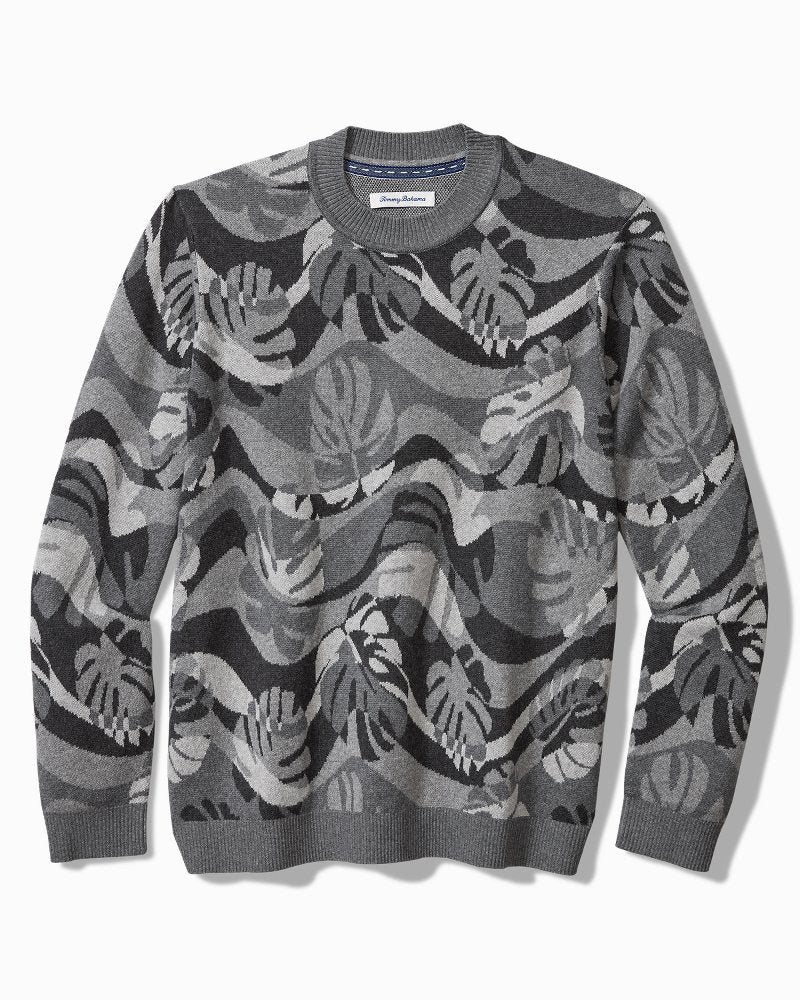 Tommy Bahama | Monstera Camouflage Crew Sweater / Heather Grey