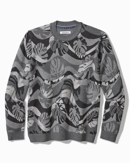 Tommy Bahama | Monstera Camouflage Crew Sweater / Heather Grey