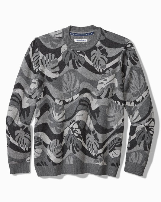 Tommy Bahama | Monstera Camouflage Crew Sweater / Heather Grey
