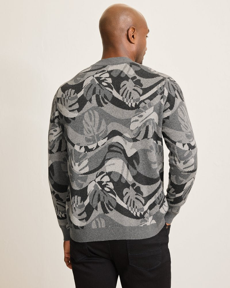 Tommy Bahama | Monstera Camouflage Crew Sweater / Heather Grey