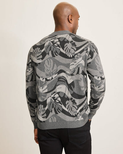 Tommy Bahama | Monstera Camouflage Crew Sweater / Heather Grey