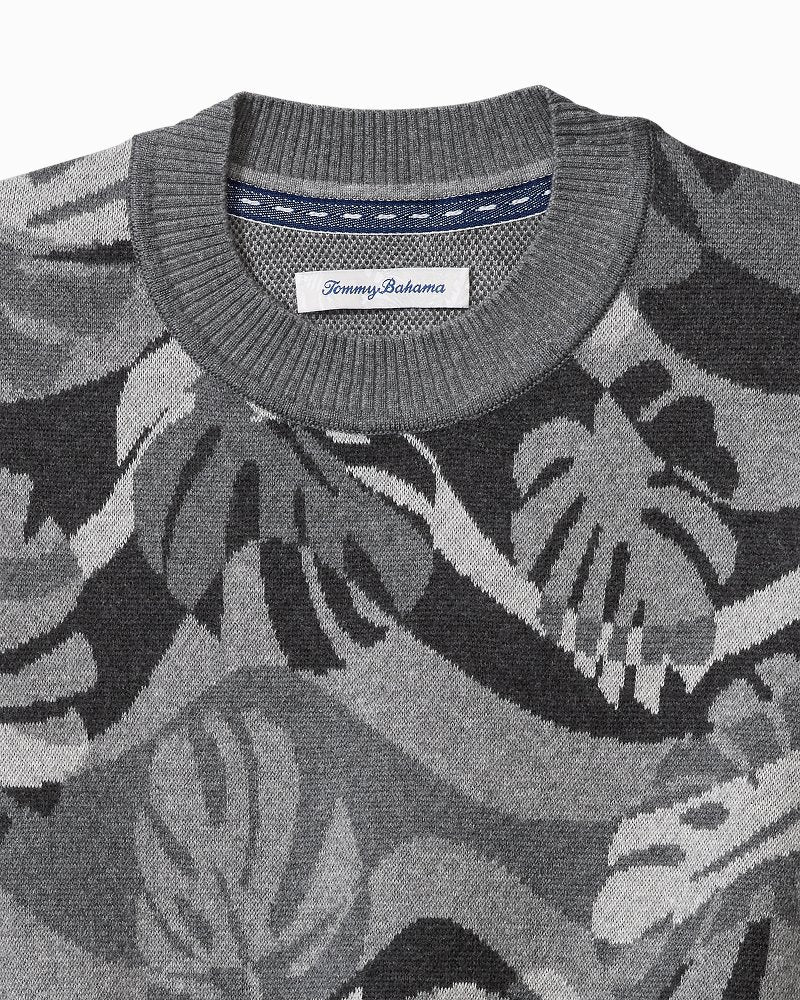 Tommy Bahama | Monstera Camouflage Crew Sweater / Heather Grey