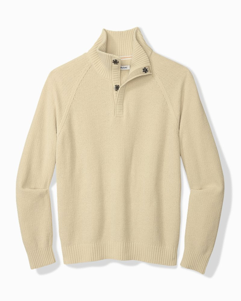 Tommy Bahama | Shoreline Surfcomber Snap-Mock Sweater / Warm Mist