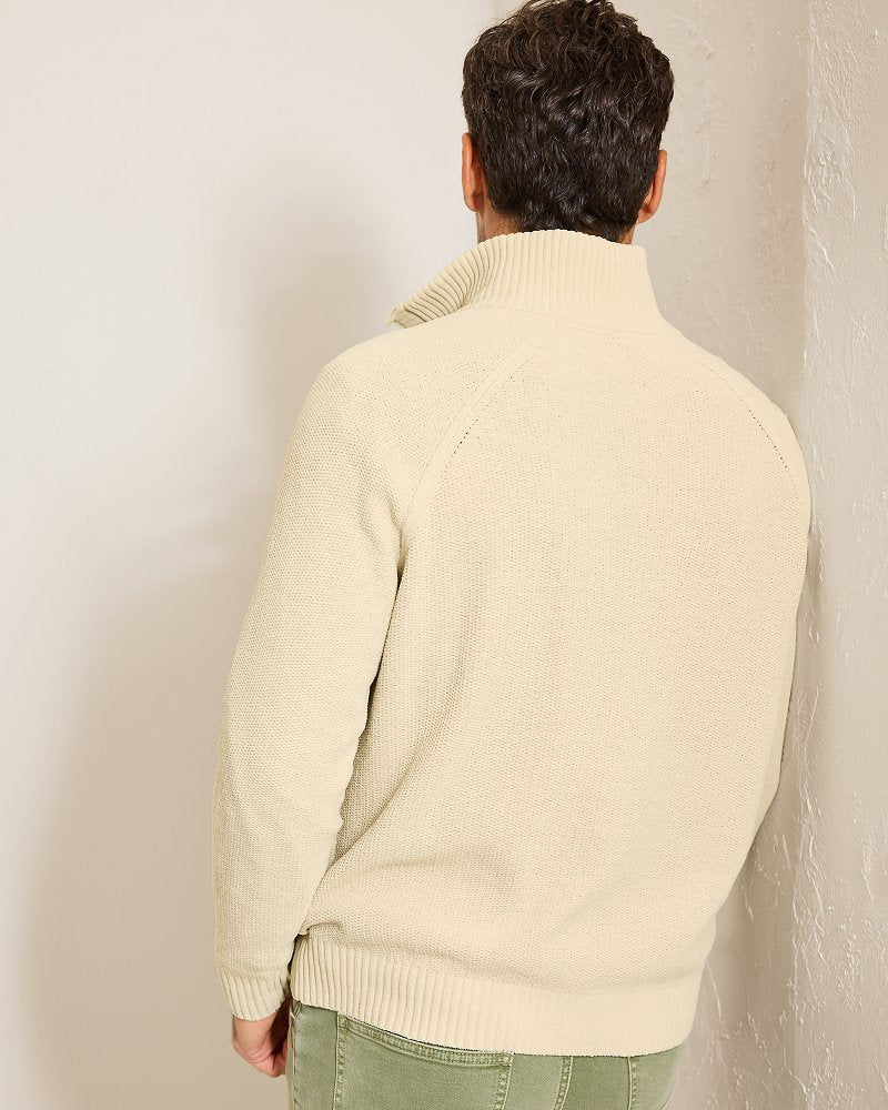Tommy Bahama | Shoreline Surfcomber Snap-Mock Sweater / Warm Mist