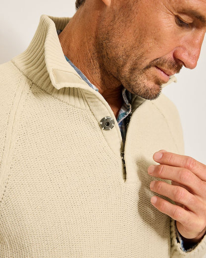 Tommy Bahama | Shoreline Surfcomber Snap-Mock Sweater / Warm Mist