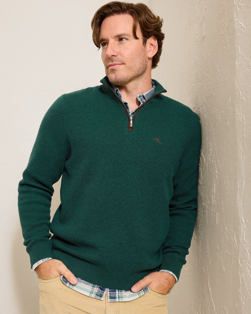 Tommy Bahama | Marlin Luxe Half-Zip Sweater / Seaway Heather
