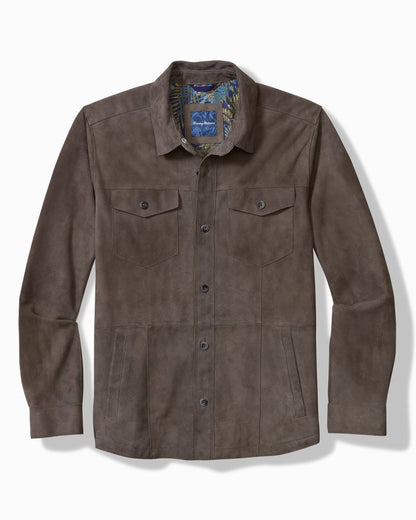 Tommy Bahama | Boulder Ridge Suede Shirt Jacket / Fog Grey