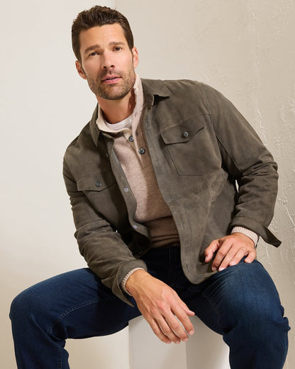 Tommy Bahama | Boulder Ridge Suede Shirt Jacket / Fog Grey