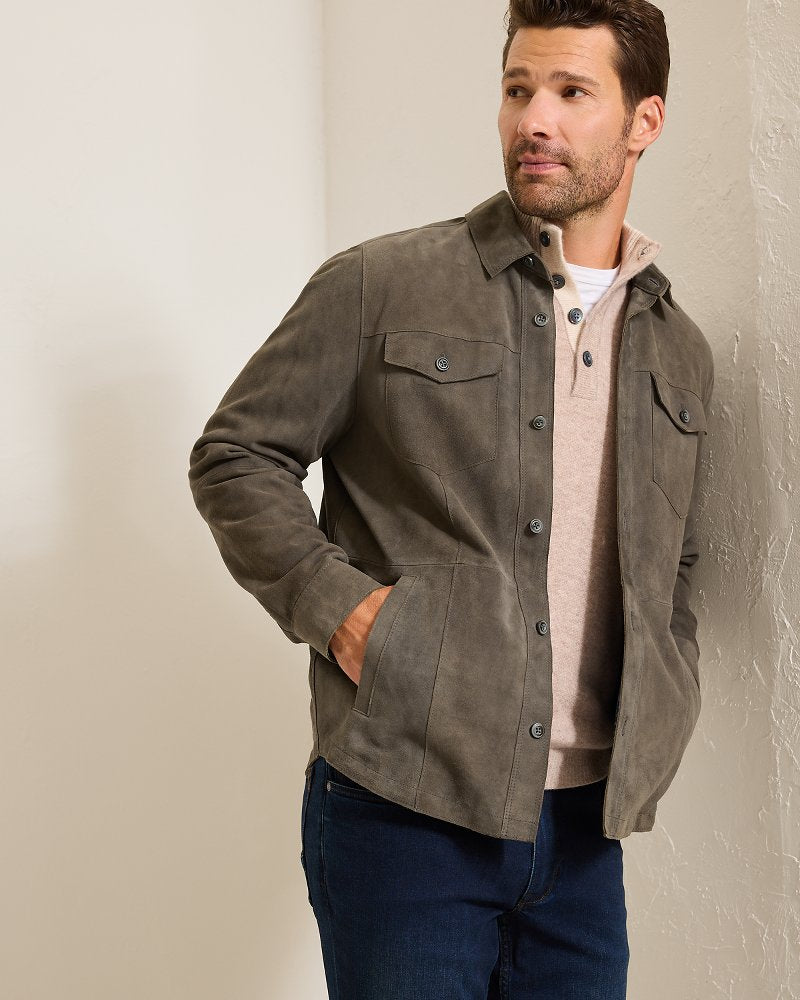 Tommy Bahama | Boulder Ridge Suede Shirt Jacket / Fog Grey