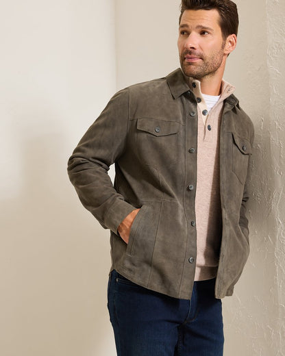 Tommy Bahama | Boulder Ridge Suede Shirt Jacket / Fog Grey
