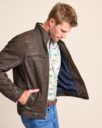 Tommy Bahama | Highland Rocker Leather Jacket / Dark Brown