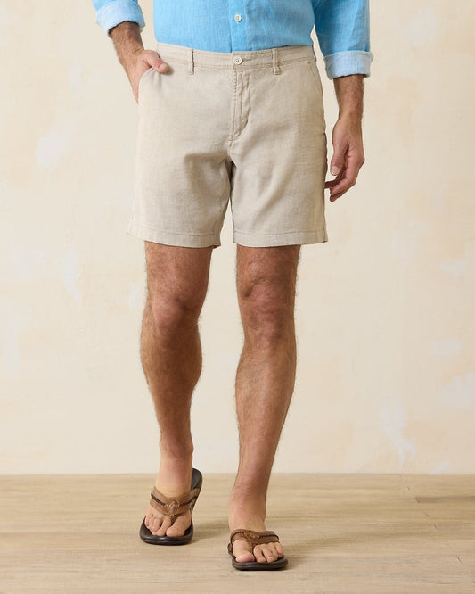 Tommy Bahama | Beach Coast Linen-Blend Flat-Front 8-Inch Shorts / Stone Khaki