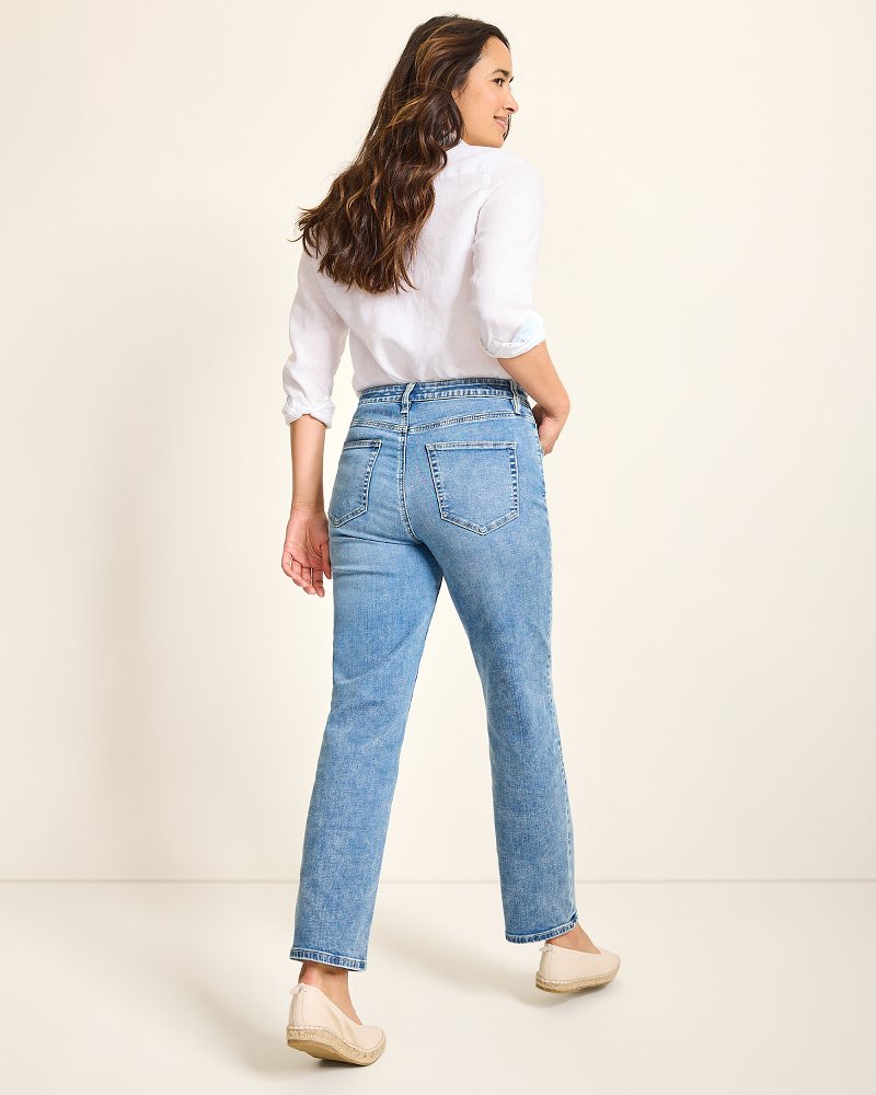 Tommy Bahama | High-Rise Straight-Leg Jeans / Med Azul Wash