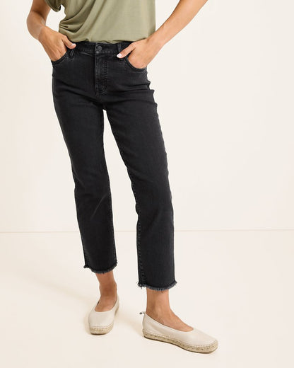 Tommy Bahama | High-Rise Cropped Straight-Leg Jeans / Coastal Black Wash