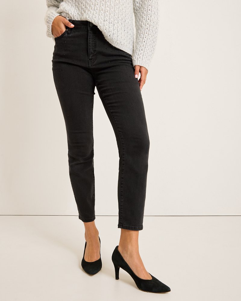 Tommy Bahama | Boracay® Beach Sparkle High-Rise Skinny Ankle Jeans / Coastal Black Wash