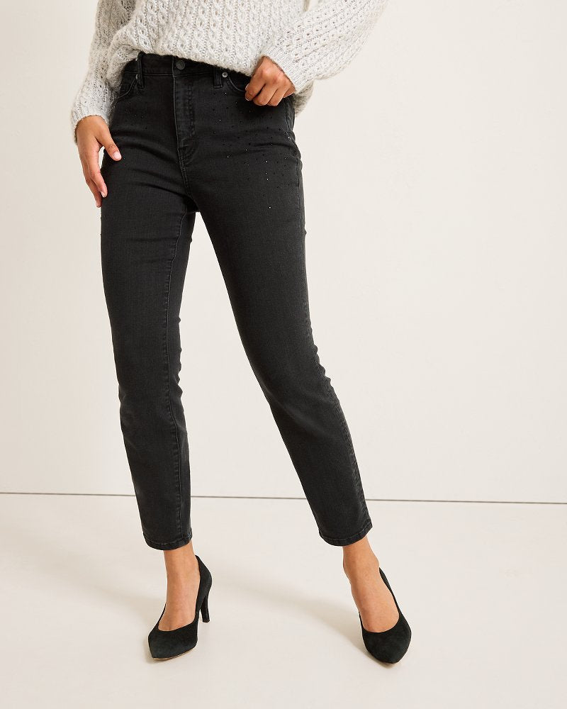 Tommy Bahama | Boracay® Beach Sparkle High-Rise Skinny Ankle Jeans / Coastal Black Wash