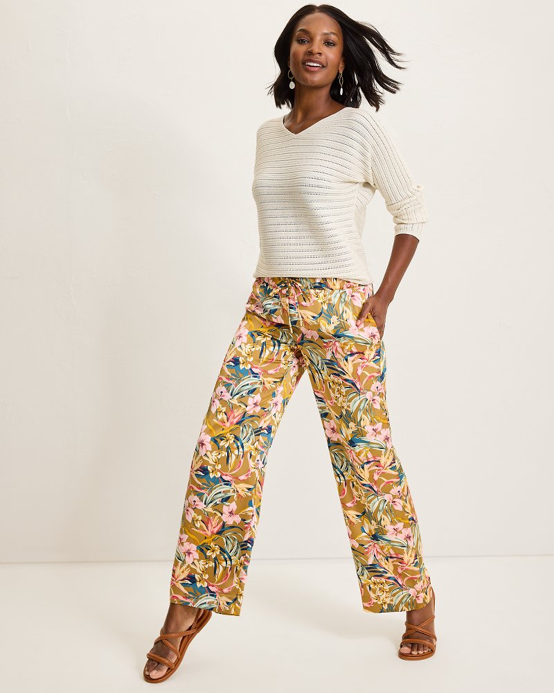 Tommy Bahama | Flora Amora Satin Pants / Greek Olive